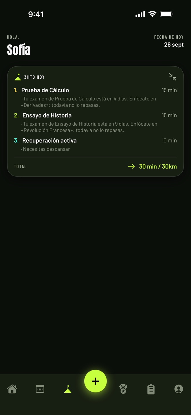 Plan de hoy en modo oscuro